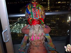 Big Booty White Girl Sucks Off BBC Rustic on High Ahead of time Patio During NYE Party